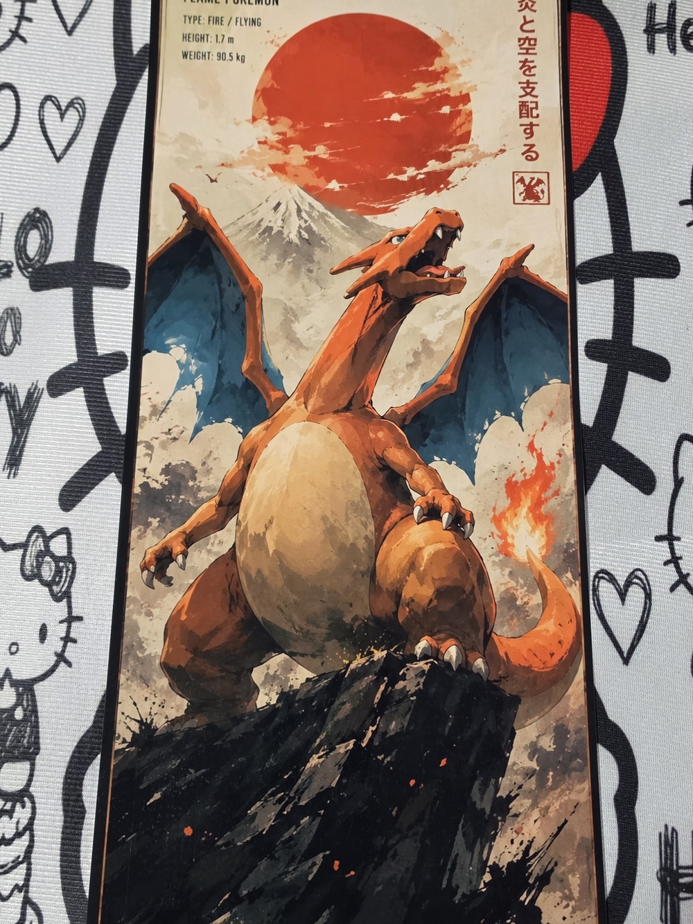 Charizard Poster Wall Art - Orange and Blue Dragon Poster